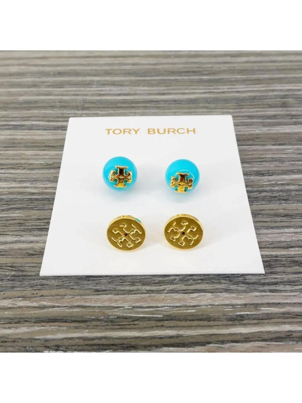 Tory Burch Kira Pearl Stud Earrings Blue OS